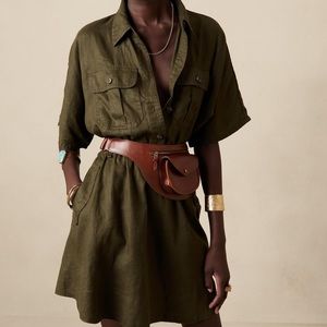 Banana Republic Linen Utility Dress Medium Petite. Like new